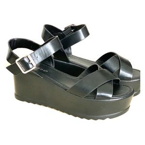 Black Platform Sandals with buckle